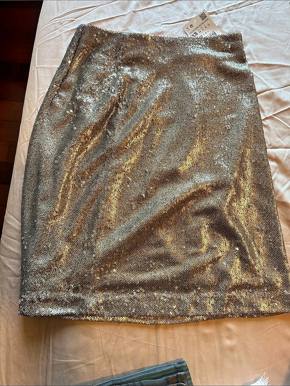 Zara Zara Basic Silver Sequin Mini Skirt Silver XS NWT